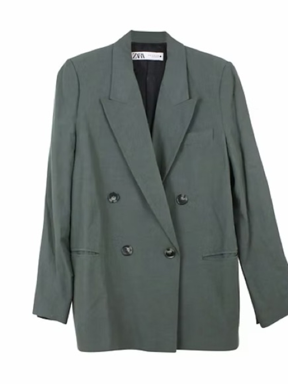 Zara Olive Green Double-Breasted Blazer